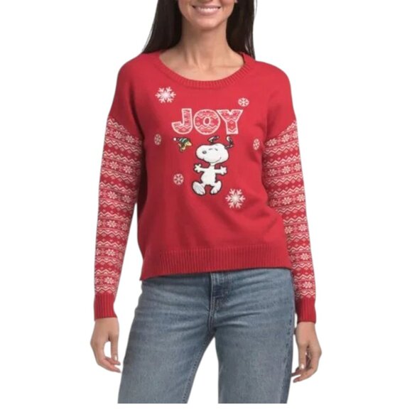 PEANUTS Sweaters - PEANUTS Red Crew Neck Snoopy Sweater